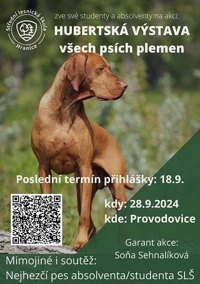 Pozvánka na Hubertsou výstavu všech psích plemen 28.9.2024 v Provodovicích u Kelče