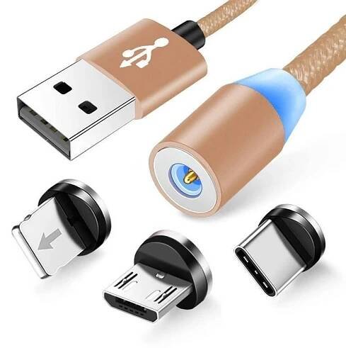 AM23 | 3v1 1M | Magnetický USB nabíjecí kabel pro telefon | Rychlé nabíjení 3.0 2,4A | smdledzarovky.cz
