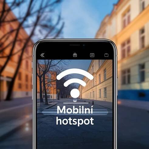Své mobilní internetové připojení můžete sdílet s kamarády přes wi-fi pomocí mobilního hotspotu. Zdroj: Ideogram.AI