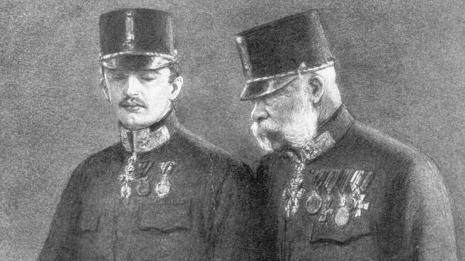 Rakouský císař František Josef I. a arcivévoda Karel Habsburský
