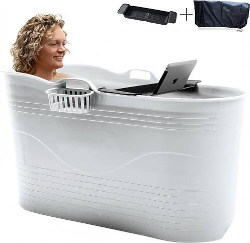 HelloBath® Bath Bucket XL – Mobilní vana pro dospělé & děti, sedací vana do malé koupelny & ledová koupel podle Wim Hof metody