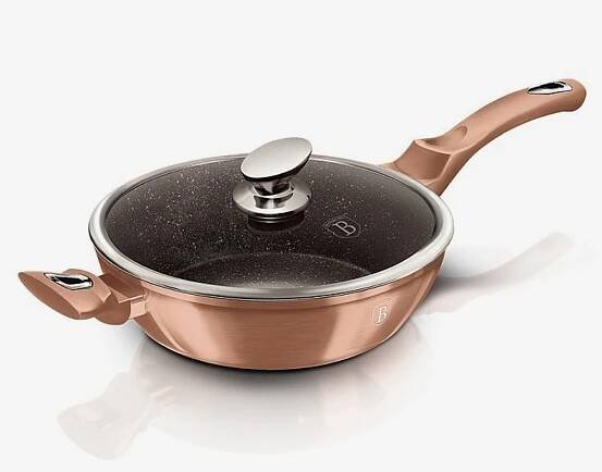 Berlingerhaus Pánev hluboká s mramorovým povrchem a poklicí 28 cm Rosegold Metallic Line BERLINGERHAUS
