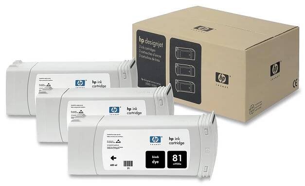 HP černý (black) inkoust, No.81, C5066A, pro barevnou inkoustovou tiskárnu / kopírku HP DesignJet 5000 - Xcopy