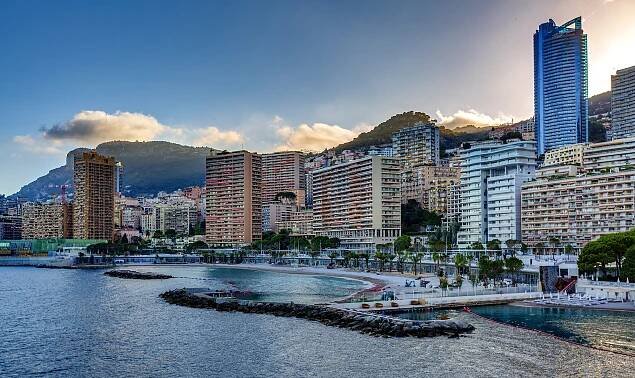 Larvotto Monaco - the beach and Tour Odeon in the background