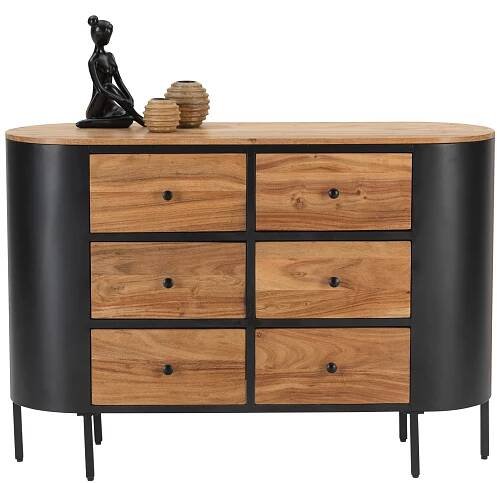 KOMODA, akácie, černá, barvy akácie, 120/83/40 cm - černá/barvy akácie, Trend, kov/dřevo (120/83/40cm) - Ambia Home