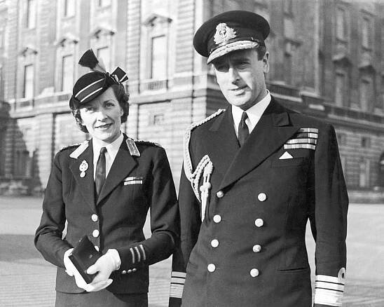 Lord Louis Mountbatten with his wife Edwina at Buckingham Palace for an investiture ceremony. February 1943.
