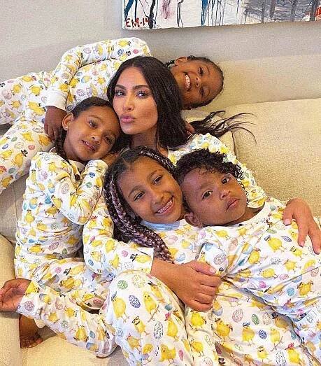 Kim Kardashian and her children North West, Saint West, Chicago West and Psalm West