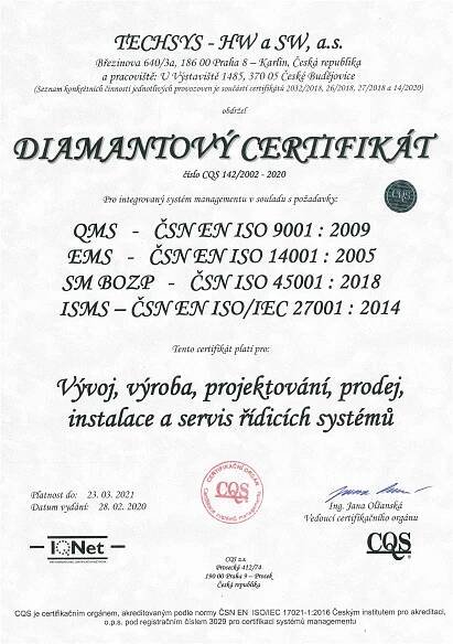 Získali jsme DIAMANTOVÝ CERTIFIKÁT