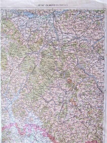 Voj. mapa SUDETY , Dolní  Slezsko, Olomoucko, r.1944 (H) - Staré mapy a veduty