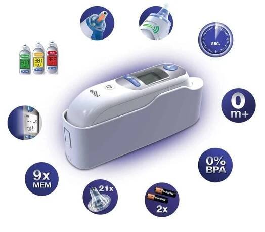 Braun IRT 6520 ThermoScan 7 bezdotykový teploměr, digitální, ušní, paměť na 9 měření | Veashop