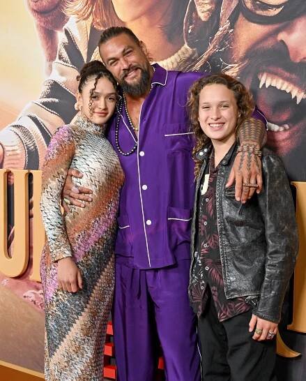 Jason Momoa is a proud papa. His son, Nakoa-Wolf, 16, has been cast in an important role in the upcoming Dune 3;  Pictured with daughter Lola, 17,  in Los Angeles in November 2022