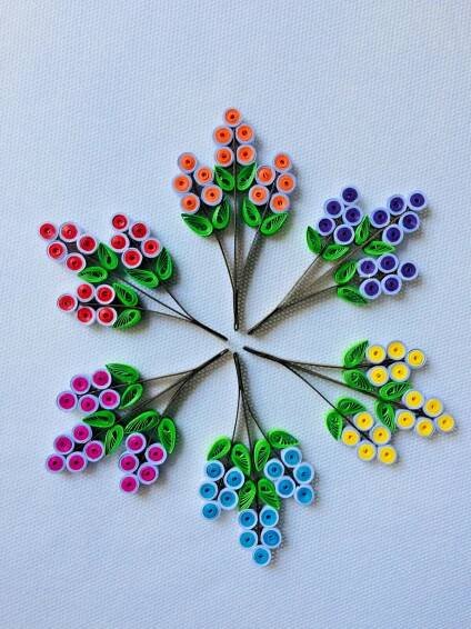 Paper Quilling Flower Bud leaves Branch for cards, wall deco 25lot | eBay | Paper quilling art designs, Quilling flower designs, Quilling designs