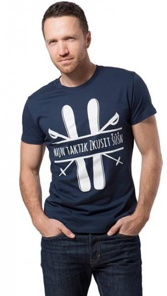 Differenta Design tmavě modré pánské tričko Majn Taktik Zkusit Šůšn