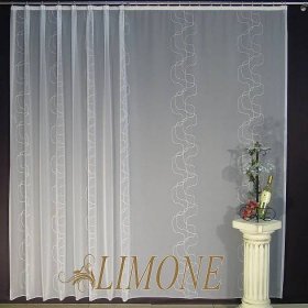Vyšívaná záclona LIMONE s automatickou řasící stuhou trojsklad 1:2 / 26 mm