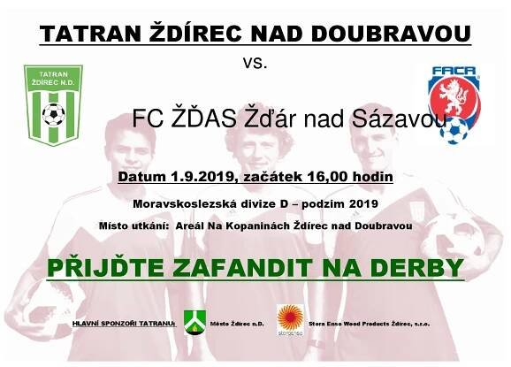 Tatran Ždírec nad Doubravou srdečně zve na fotbalové utkání dne 1.9.2019 | Městys Krucemburk