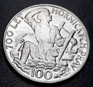 ČSR, 100 korun 1949, jihlavská hornická privilegia, kopie,