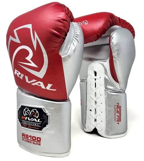 BOXERSKÉ RUKAVICE RIVAL RS100 Professional Sparring (red/silver) - 16oz Model RS100
