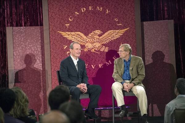 Attorneys David Boies and Ted Olson discuss their courtroom exploits with Academy Delgates at the 2014 International Achievement Summit in San Francisco. (© Academy of Achievement)