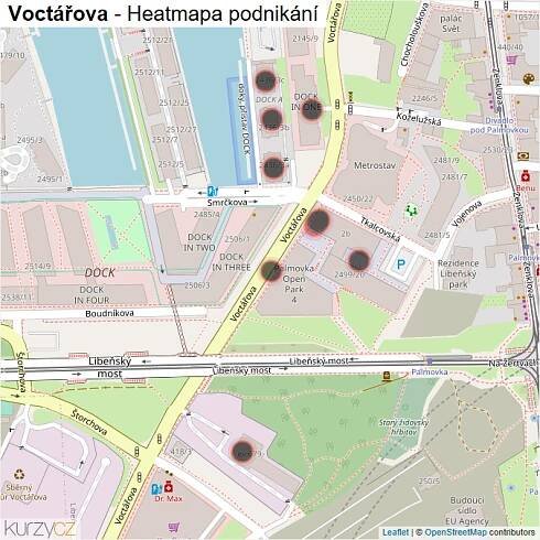 Mapa Voctářova - Firmy v ulici.