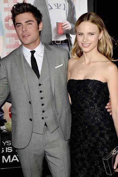 Zac Efron (L) and Halston Sage attend Universal Pictures' 