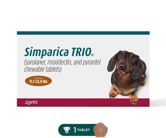 Simparica Trio 11.1-22 lbs. Dogs, 6 Month Supply