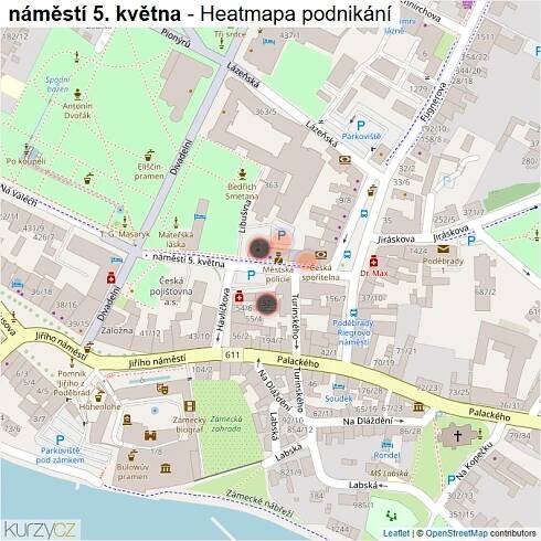 Mapa náměstí 5. května - Firmy v ulici.