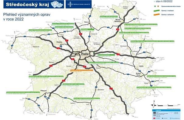 Aktualizovaná mapa významných oprav v našem kraji