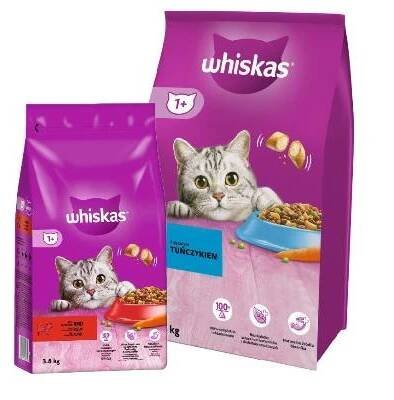 WHISKAS Adult 14kg - suché krmivo pro kočky s tuňákem a zeleninou & WHISKAS Adult 3,8kg - suché kompletní krmivo pro dospělé kočky s lahodným hovězím masem