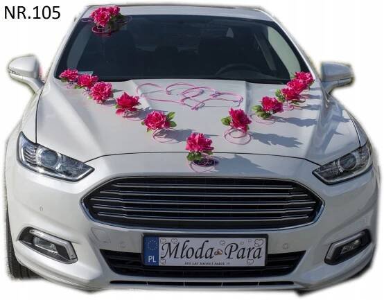 MALINOVÁ bohatá dekorace na svatební auto 105