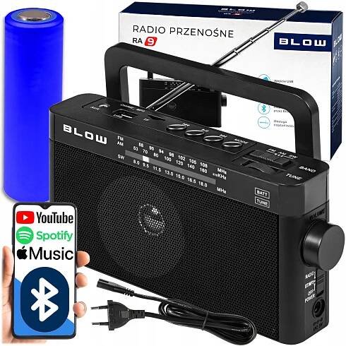 STAVEBNÍ PŘENOSNÉ AM/FM KUCHYŇSKÉ RÁDIO BLUETOOTH AKUMULÁTOR USB AUX SD