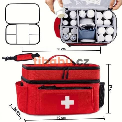 MedicBag Extra prostorný organizér na zdravotní potřeby a léky – s odepínacím popruhem a nastavitelnými přihrádkami - tibabu.cz