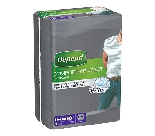 Depend Normal L/XL—Kalhotky natahovací absoprční pro muže 9 ks