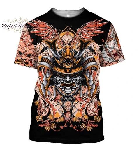 Pánské tričko s potiskem 3D Samurai a Dragon Tattoo - Perfect Dress EU