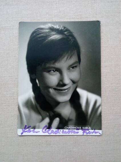 KARLA CHADIMOVÁ TŘÍSKOVÁ - ORIGINÁLNÍ AUTOGRAM - PODPIS - Ostatní sběratelské předměty
