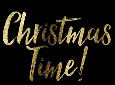 Christmas time festive christmas phrase in sparkling golden glitter text — Stock Image