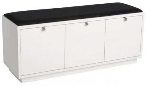 Bílá lavice s úložným prostorem a s černým sedákem Rowico Confetti, šířka 106 cm