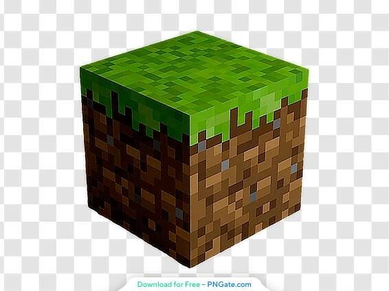 Isometric cube of earth with grass from Minecraft