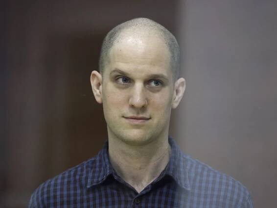 Evan Gershkovich with his head shaved.