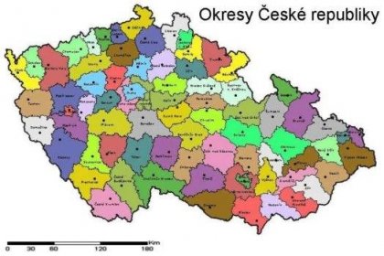Mapa okresů ČR: Hranice na mapě (+kraje České republiky)