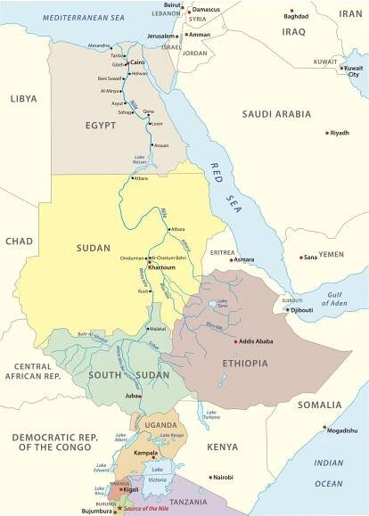 Nile River map