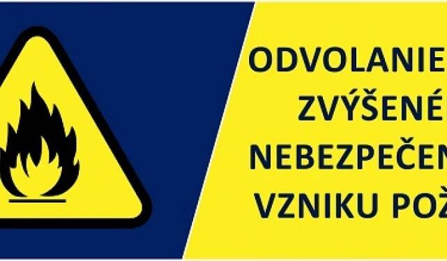 Fotka - Odvolanie času zvýšeného nebezpečenstva vzniku požiaru