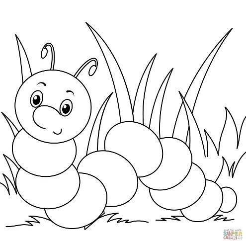 Roztomilá Caterpillar omalovánka | Omalovánky k Vytisknutí Zdarma