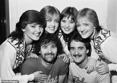 Linda rose to fame with The Nolans performing with her sisters (L-R: Maureen, Linda, Coleen and Bernie pose with their two brothers Tommy and Brian in 1981)