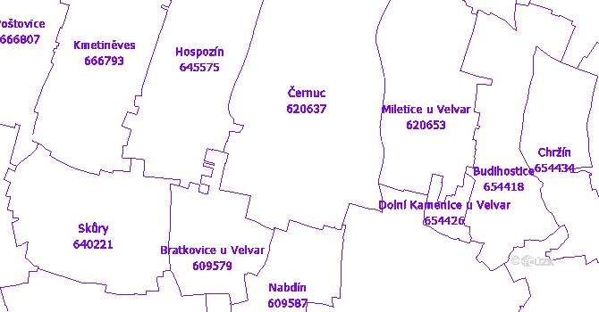 Katastrální mapa Černuc