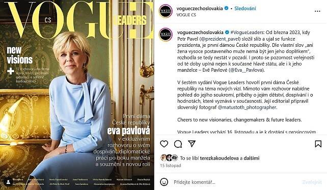 Focení pro Vogue? Hm, první dáma a ještě neukázala žádnou charitu Lidé drsně soudí Evu Pavlovou