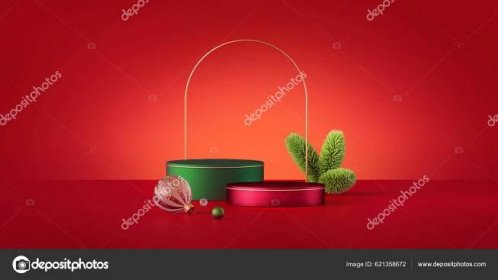 Vykreslování Abstraktní Červené Pozadí Prázdnými Podium Pro Prezentaci Produktu Zelený — Stock Fotografie © wacomka #621358672