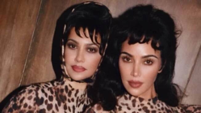 Kim Kardashian and sister Kourtney look like clones in leopard outfits... can you spot the difference?