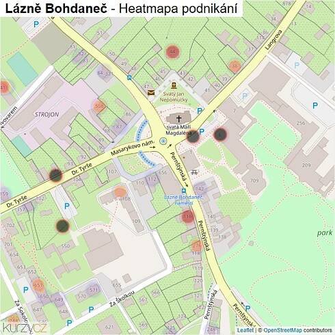 Mapa Lázně Bohdaneč - Firmy v obci.
