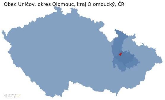 Mapa obce Medlov, okresu Olomouc a kraje v ČR