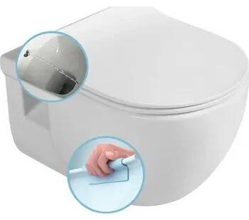Klozet Sapho Brilla CleanWash: Závěsné WC s bidetovou sprškou Rimless, bílá (100612)